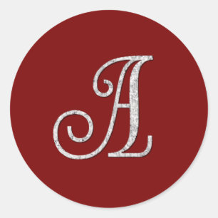 ALL INITIALS Silver Monogram 3 Any Color Classic Round Sticker