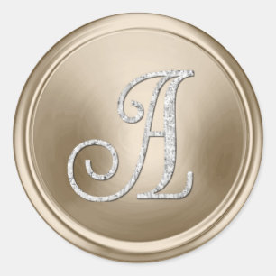ALL INITIALS Silver Monogram 3 Champagne Classic Round Sticker