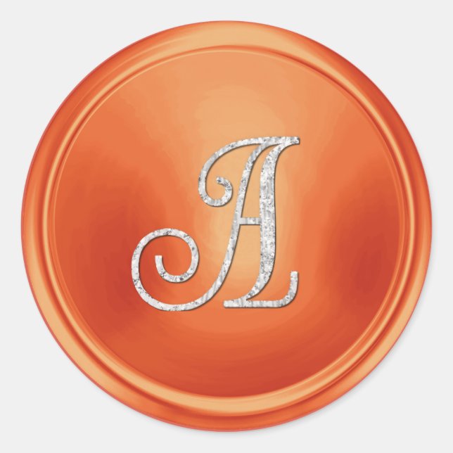 ALL INITIALS Silver Monogram 3 Copper Classic Round Sticker (Front)