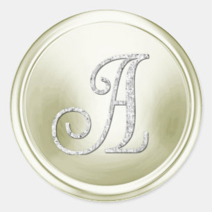ALL INITIALS Silver Monogram 3 Off White Classic Round Sticker