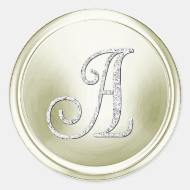 ALL INITIALS Silver Monogram 3 Off White Classic Round Sticker (Front)