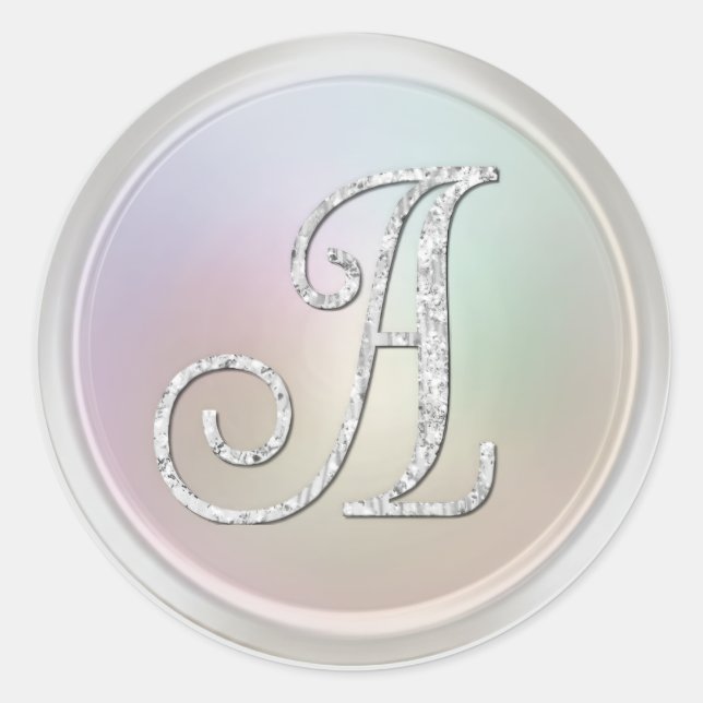 ALL INITIALS Silver Monogram 3 Pearl Gray Classic Round Sticker (Front)