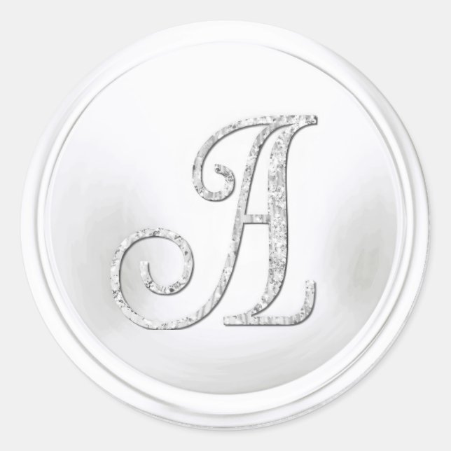 ALL INITIALS Silver Monogram 3 White Classic Round Sticker (Front)