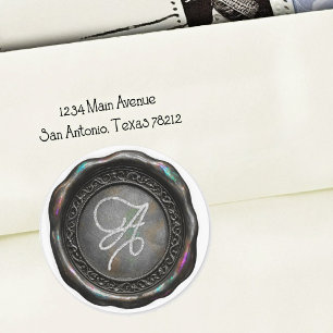 ALL INITIALS Silver Monogram Iridescent Silver Classic Round Sticker
