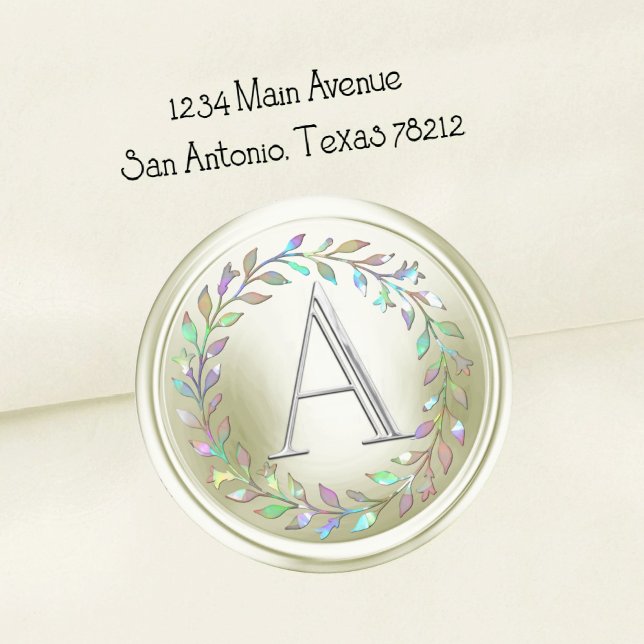 ALL INITIALS Silver Monogram Off White Wreath Classic Round Sticker (Creator Uploaded)