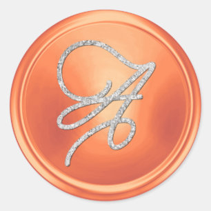ALL INITIALS Silver Script Monogram Copper Classic Round Sticker