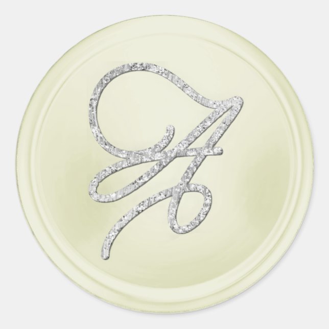 ALL INITIALS Silver Script Monogram Off White Classic Round Sticker (Front)