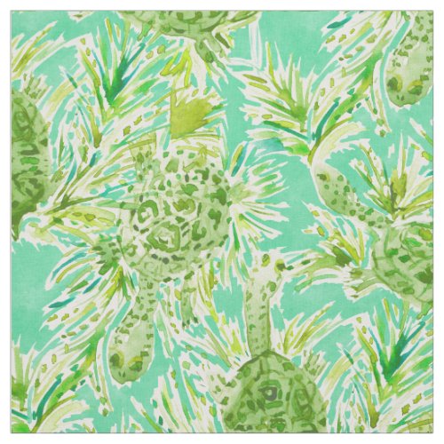 ALL INTENTS AND TURTLEST Green Snake Neck Turtles Fabric