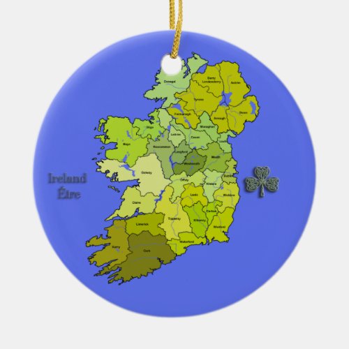 All Irish Map of Ireland Ceramic Ornament