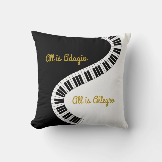 All is Adagio, All is Allegro Piano Christmas Throw Pillow (Front)