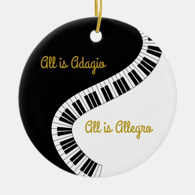 “All is Adagio” Music Silent Night Ceramic Ornament (Front)