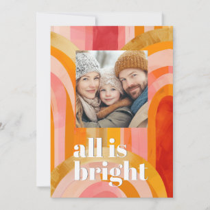 All is Bright Colorful Whimsical Holiday Photo Card