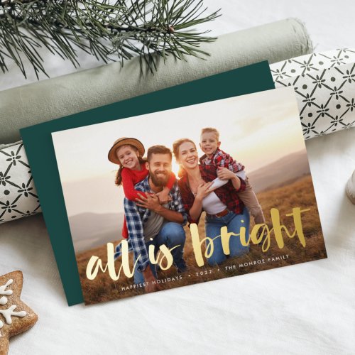 All is Bright Full Photo Foil Holiday Card