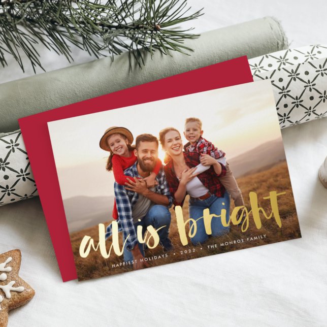 All is Bright Full Photo Foil Holiday Card (Creator Uploaded)