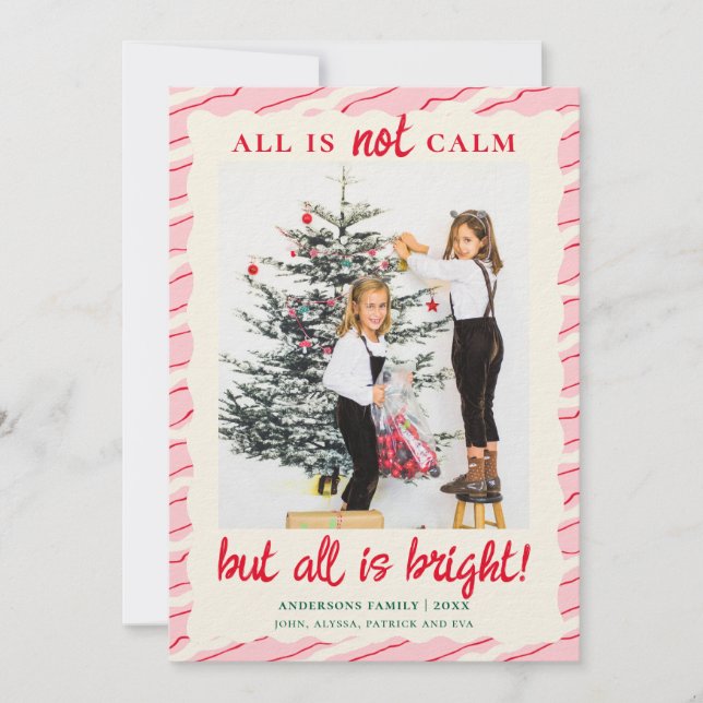 All is Bright Fun Christmas Kids Photo Holiday Card (Front)