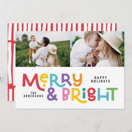 All is bright fun modern bright Christmas twinkle  Holiday Card