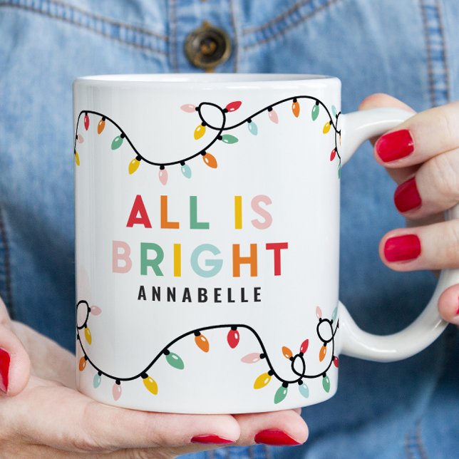 All is bright fun modern bright Christmas twinkle  Mug (Creator Uploaded)