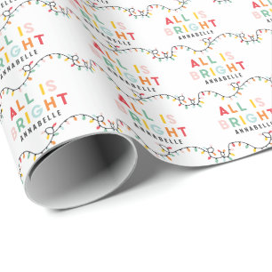 All is bright fun modern bright Christmas twinkle  Wrapping Paper