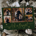 All Is Bright Green Multi Photo Holiday Card
