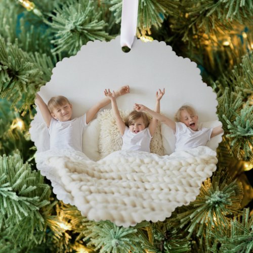 All is Bright Modern Minimal Christmas Kids Photo Ornament Card