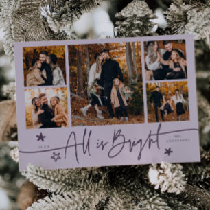 All Is Bright Purple Multi Photo Holiday Card