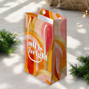 All is Bright Whimsical Colorful Happy Holiday Small Gift Bag