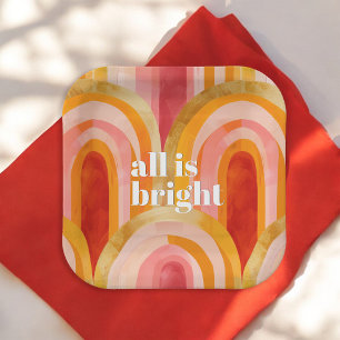 All is Bright Whimsical Festive Christmas Holiday Paper Plates