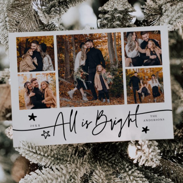 All Is Bright White Multi Photo Holiday Card (Creator Uploaded)
