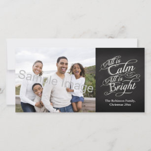 All is Calm, All is Bright Chalkboard Christmas Holiday Card