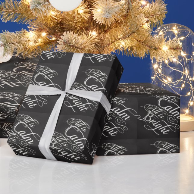 All is Calm, All is Bright Chalkboard Christmas Wrapping Paper (Holidays)