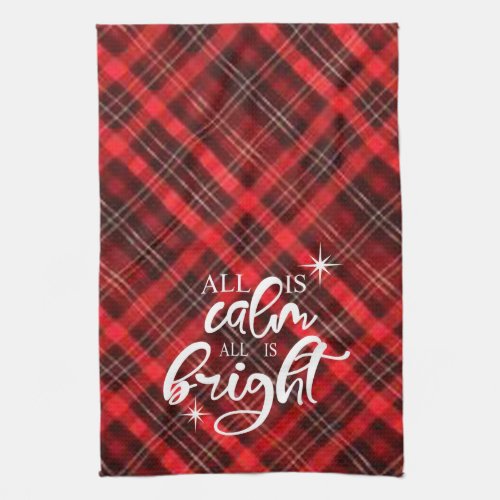 All Is Calm All Is Bright Christmas Kitchen Towel