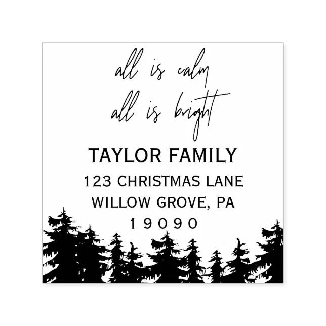 All Is Calm All Is Bright Christmas Return Address Self-inking Stamp ...