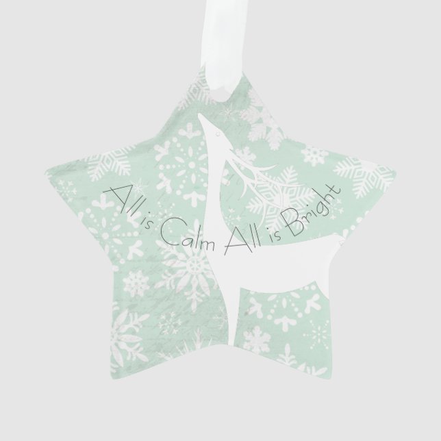 All is Calm All is Bright Deer Acrylic Ornament (Back)