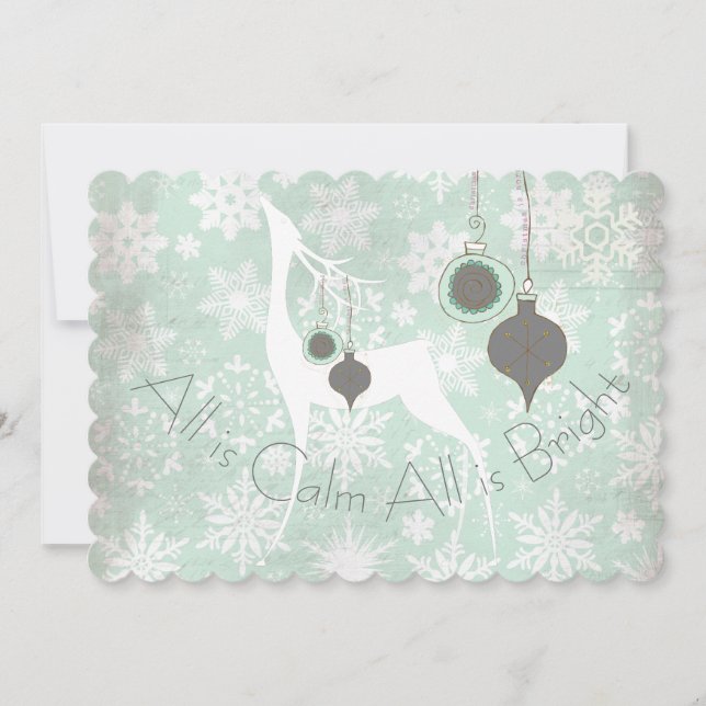 All is Calm All is Bright Deer Holiday Card (Front)
