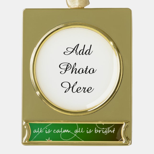 All is Calm, All is Bright Gold Plated Banner Ornament (Front)
