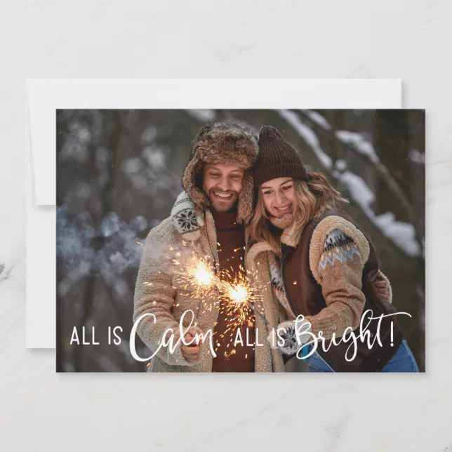 All is Calm All is Bright Holiday Photo Card | Zazzle