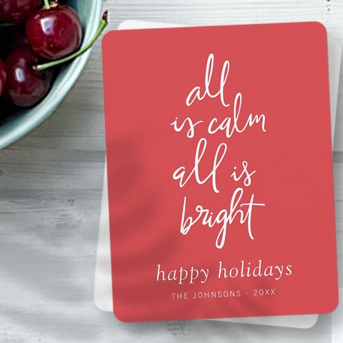 All is Calm All is Bright Modern Christmas Tree Holiday Card