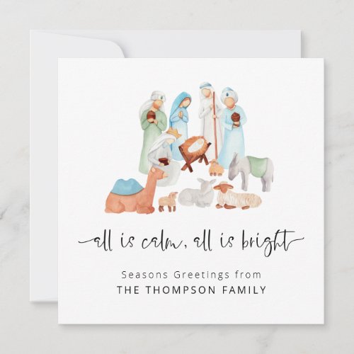 All is Calm All is Bright Nativity Christmas Note Card