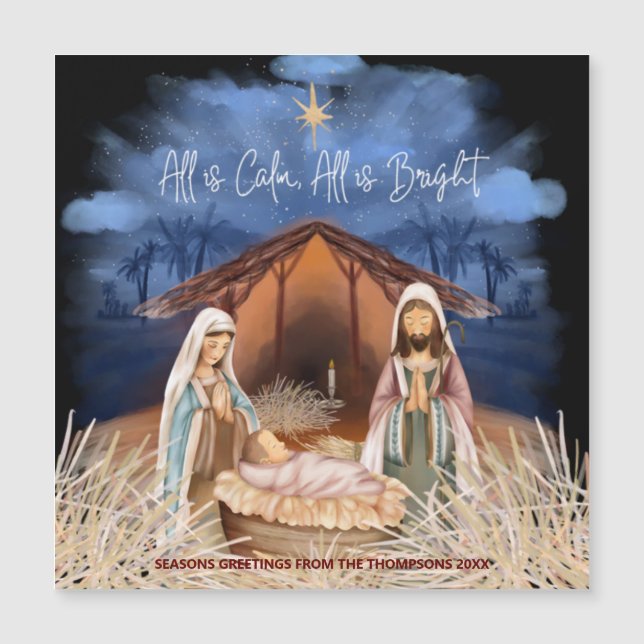 All Is Calm All Is Bright Nativity Star Christmas (Front)