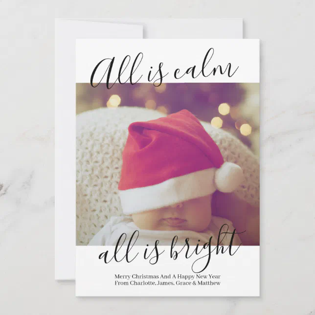 All Is Calm All Is Bright Personalized Christmas Holiday Card | Zazzle