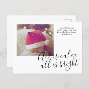 All Is Calm All Is Bright Personalized Christmas Holiday Postcard