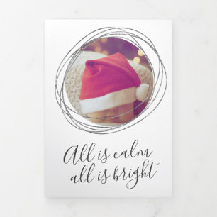 All is Calm All is Bright Photo Christmas Holiday Tri-Fold Holiday Card