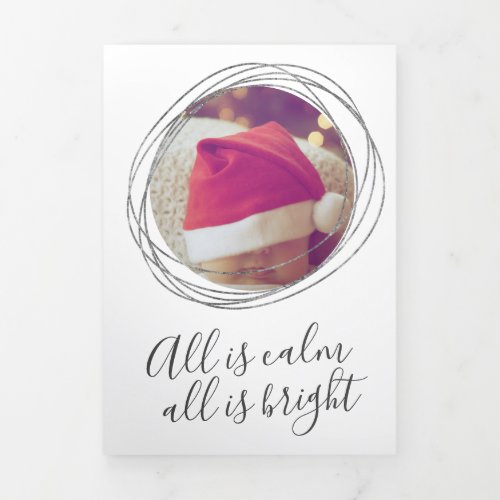 All is Calm All is Bright Photo Christmas Holiday Tri_Fold Holiday Card