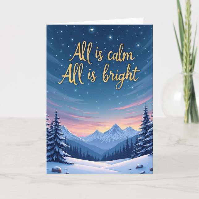 All is Calm All is Bright Winter Night Sky Card (Front)