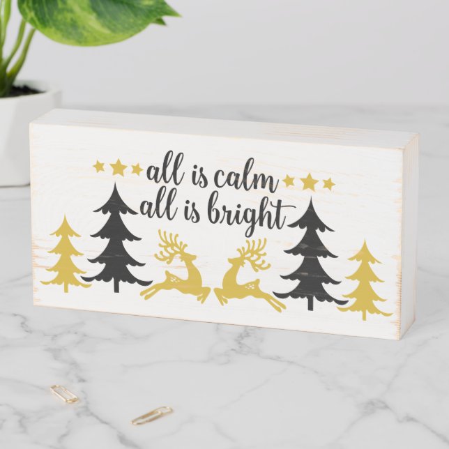 All Is Calm All Is Bright Wooden Box Sign (In Situ Horizontal)