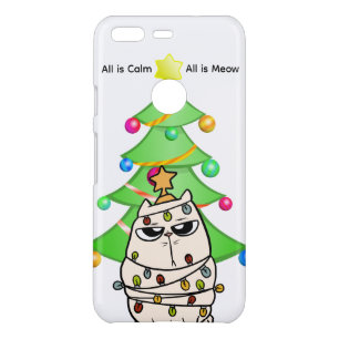 All Is Calm All Is Meow Cat iPhone Case – White