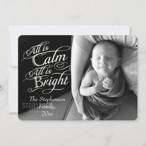 All is Calm and Bright Overlay Christmas Photo Holiday Card
