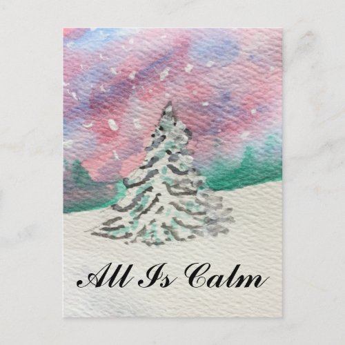 All Is Calm Heavenly Peace Christmas Tree Quote Postcard