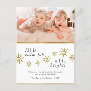 All Is Calm-ish   Custom Photo Funny Christmas Holiday Postcard