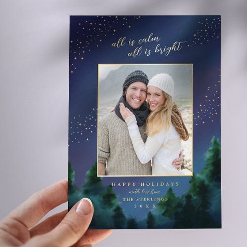 All is Calm _ Starry Sky Foil Holiday Photo Card